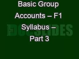 Basic Group Accounts – F1 Syllabus – Part 3