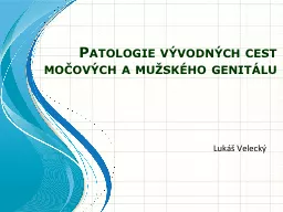 Patologie vývodných cest močových a mužského genitálu