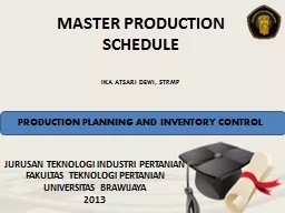 MASTER PRODUCTION SCHEDULE