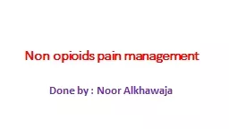 PPT-Non opioids pain management