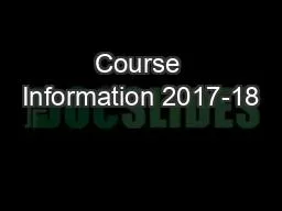 PPT-Course Information 2017-18