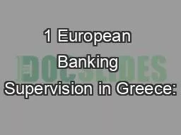 1 European Banking Supervision in Greece: