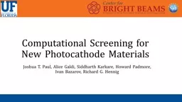 Computational Screening for New Photocathode Materials