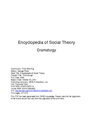 Encyclopedia of Social Theory Dramaturgy Contributors