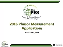 2016 Phasor Measurement Applications