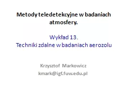 Metody teledetekcyjne w badaniach atmosfery.