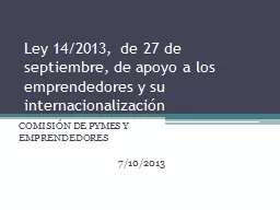 Ley 14/2013, de 27 de septiembre, de apoyo a los emprendedores y su internacionalización