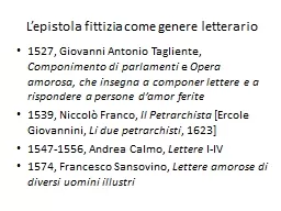 L’epistola fittizia come genere letterario