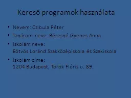 Kereső programok használata