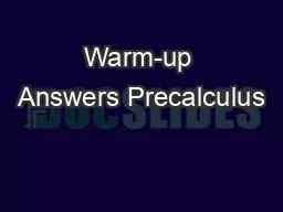 Warm-up Answers Precalculus