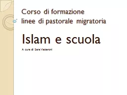 Corso di formazione  linee di pastorale migratoria