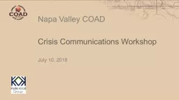 Napa Valley COAD Crisis Communications Workshop