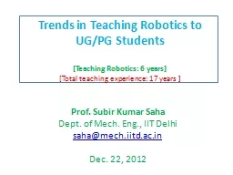 Trends in Teaching Robotics to UG/PG