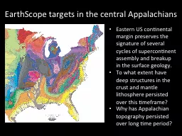 EarthScope  targets in the central Appalachians