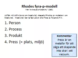 Rhodes fyra-p-modell Från ”An