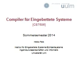 Compiler  für Eingebettete Systeme