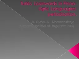 Turkic Loanwords in Finno-Ugric