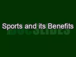 Sports and its Benefits