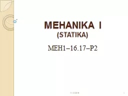 MEHANIKA I  (STATIKA) MEH1