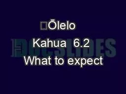 ʻŌlelo   Kahua  6.2 What to expect