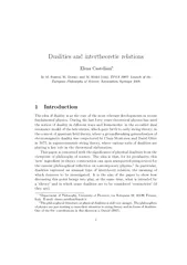 Dualities and intertheoretic relations Elena Castellan