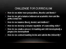 Challenge for curriculum