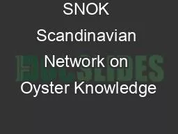 SNOK Scandinavian Network on Oyster Knowledge