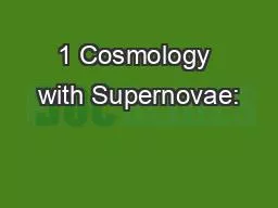 1 Cosmology with Supernovae: