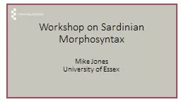 Workshop on Sardinian  Morphosyntax