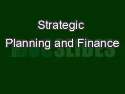 Strategic Planning and Finance