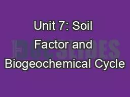 Unit 7: Soil Factor and Biogeochemical Cycle