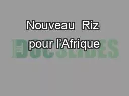 Nouveau  Riz pour l’Afrique