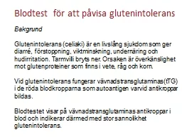 Blodtest  för att påvisa glutenintolerans