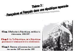 Thème 3 : Françaises et Français dans une république repensée