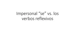 Impersonal “se” vs.