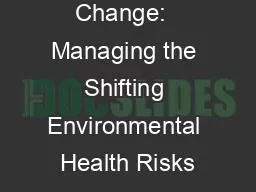 Climate Change:  Managing the Shifting Environmental Health Risks