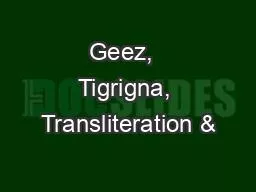 PPT-Geez, Tigrigna, Transliteration &