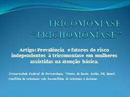 PPT-TRICOMONÍASE “ TRICHOMONÍASE”