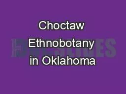 Choctaw Ethnobotany in Oklahoma