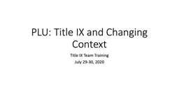 PLU: Title IX and Changing Context