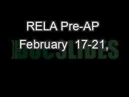 RELA Pre-AP February  17-21,