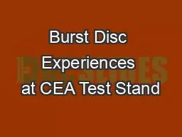 Burst Disc Experiences at CEA Test Stand