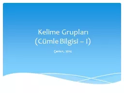 Kelime Grupları  (Cümle Bilgisi – I)