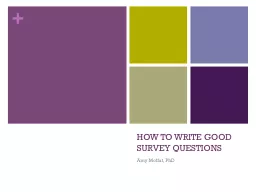 HOW TO WRITE GOOD SURVEY QUESTIONS