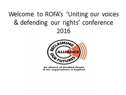 Welcome to ROFA’s ‘Uniting our voices & defending our rights’ conference 2016