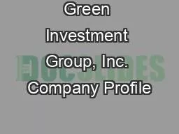 Green Investment Group, Inc. Company Profile
