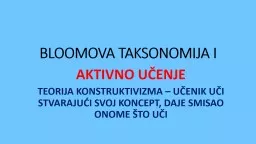 BLOOMOVA TAKSONOMIJA I  AKTIVNO UČENJE