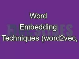 Word Embedding Techniques (word2vec,