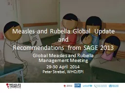 Measles and Rubella Initiative Financial Resource Requirements for 2015-2020