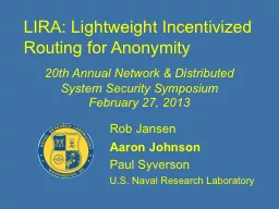 LIRA : Lightweight Incentivized Routing for Anonymity